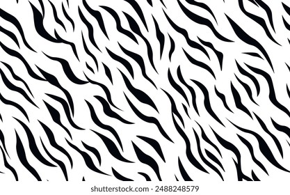 Abstraktes modernes Zebra-nahtloses Muster. Tiere trendiger Hintergrund. Weiße und schwarze dekorative Vektorgrafik Stock Illustration für Druck, Karte, Postkarte, Stoff, Textil. Modernes Ornament aus stilisierter Haut.