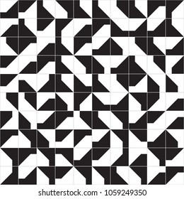 Abstract modernist style geometric tiles seamless pattern design, repeat background for web and print