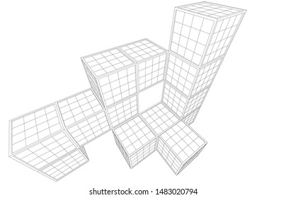 
abstract modular architecture 3d illustration