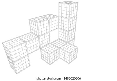 
abstract modular architecture 3d illustration