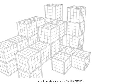 
abstract modular architecture 3d illustration