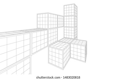 
abstract modular architecture 3d illustration