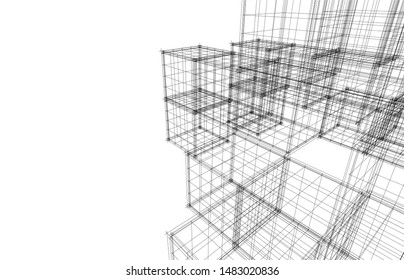 
abstract modular architecture 3d illustration