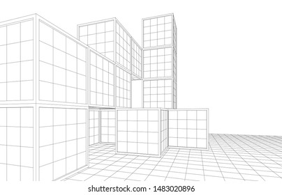 
abstract modular architecture 3d illustration