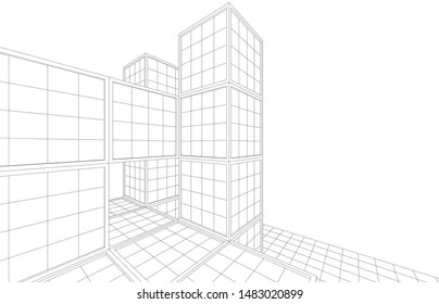 
abstract modular architecture 3d illustration
