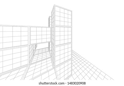 
abstract modular architecture 3d illustration