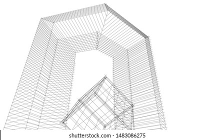 
abstract modular architecture 3d illustration