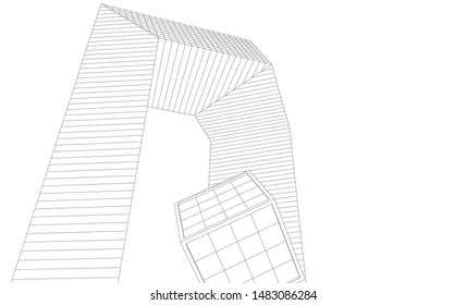 
abstract modular architecture 3d illustration