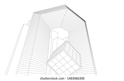 
abstract modular architecture 3d illustration