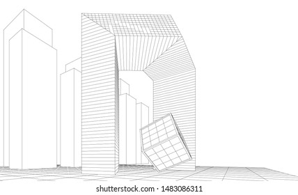 
abstract modular architecture 3d illustration