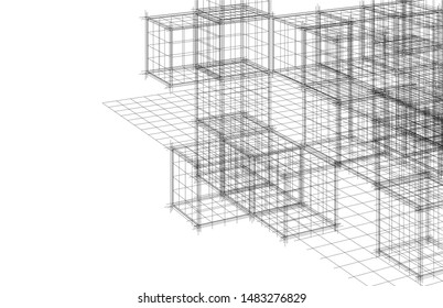 abstract modular architecture 3d illustration