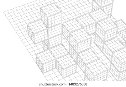 abstract modular architecture 3d illustration