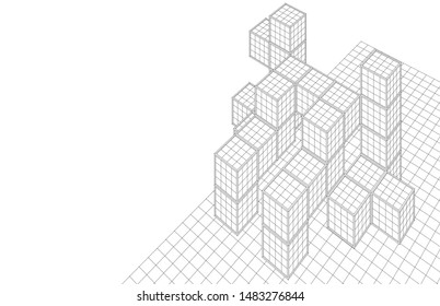 abstract modular architecture 3d illustration