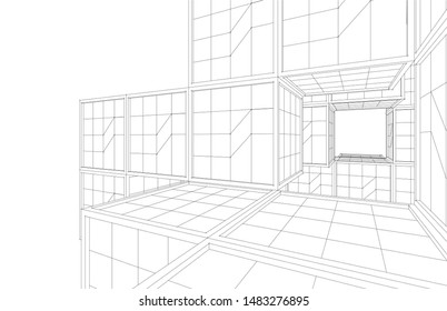 abstract modular architecture 3d illustration