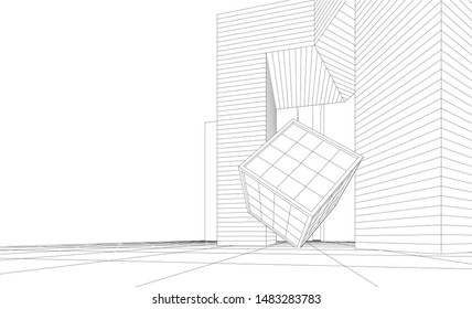 abstract modular architecture 3d illustration