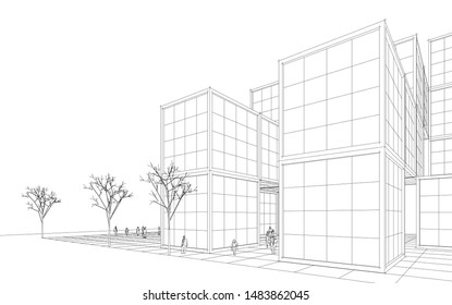 abstract modular architecture 3d illustration