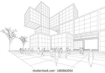 abstract modular architecture 3d illustration