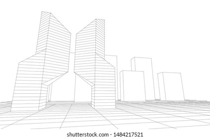 abstract modular architecture 3d illustration