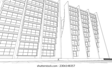 abstract modular architecture 3d illustration