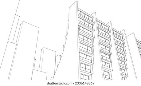 abstract modular architecture 3d illustration