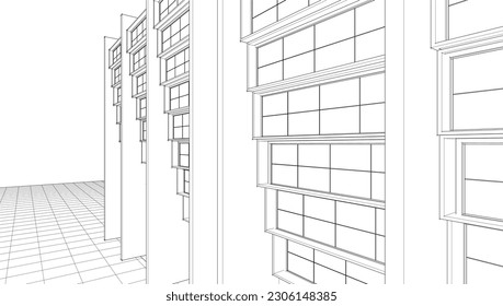 abstract modular architecture 3d illustration