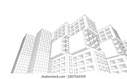 abstract modular architecture 3d illustration