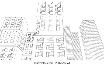 abstract modular architecture 3d illustration