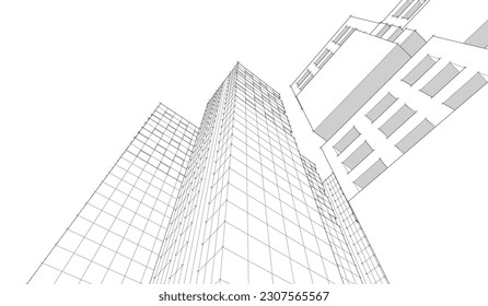 abstract modular architecture 3d illustration