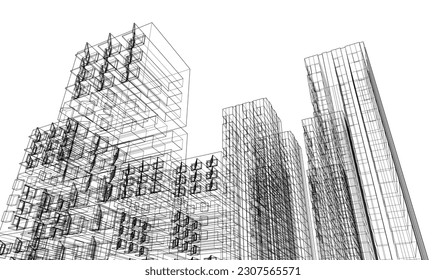 abstract modular architecture 3d illustration