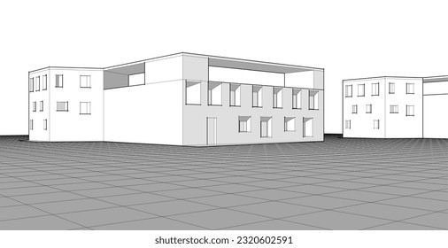 abstract modular architecture 3d illustration
