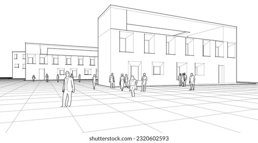 abstract modular architecture 3d illustration