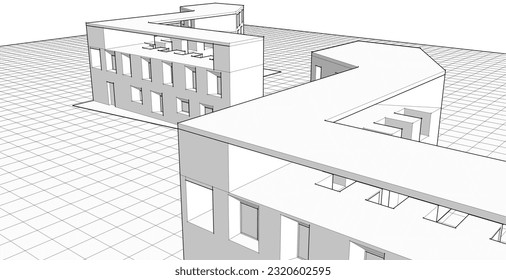 abstract modular architecture 3d illustration