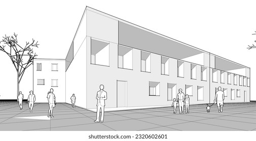 abstract modular architecture 3d illustration