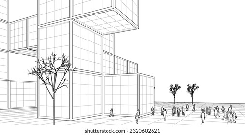 abstract modular architecture 3d illustration