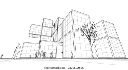 abstract modular architecture 3d illustration