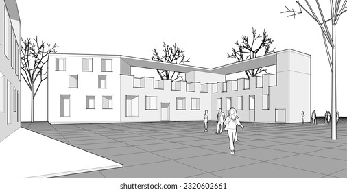 abstract modular architecture 3d illustration
