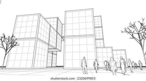 abstract modular architecture 3d illustration