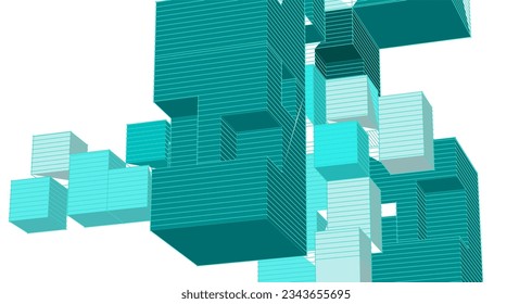 abstrakte modulare Architektur 3D-Illustration