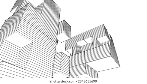 abstract modular architecture 3d illustration