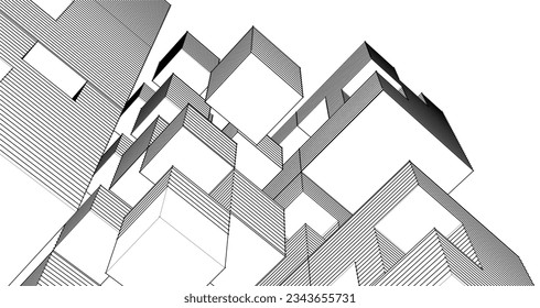 abstract modular architecture 3d illustration