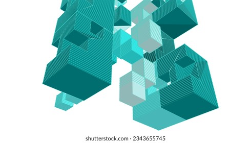 abstract modular architecture 3d illustration
