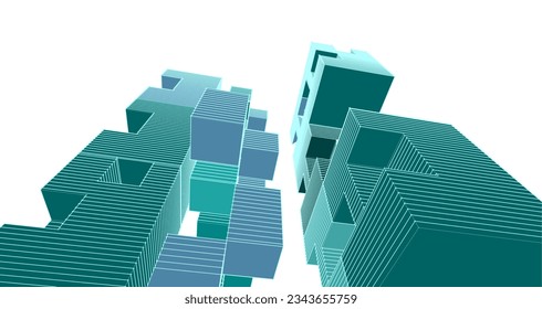 abstract modular architecture 3d illustration