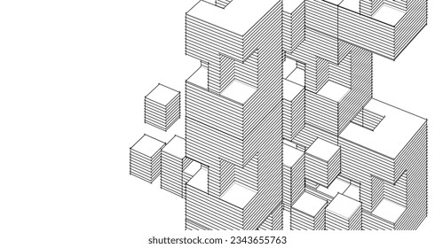 ilustración 3d de arquitectura modular abstracta