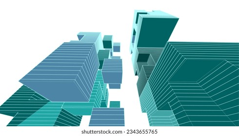 abstract modular architecture 3d illustration