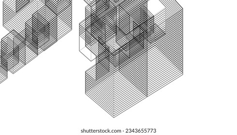 abstract modular architecture 3d illustration