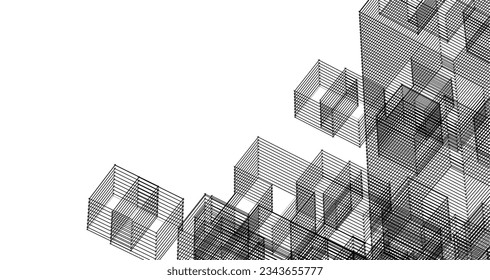 abstract modular architecture 3d illustration