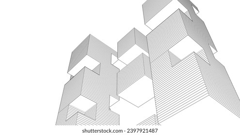 abstract modular architecture 3d illustration
