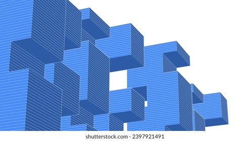 abstrakte modulare Architektur 3D-Illustration