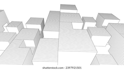 abstract modular architecture 3d illustration