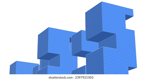 abstract modular architecture 3d illustration